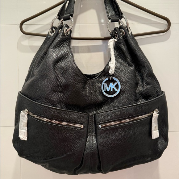 Michael Kors Black Hobo Bag with Silver Details - Picture 1 of 8